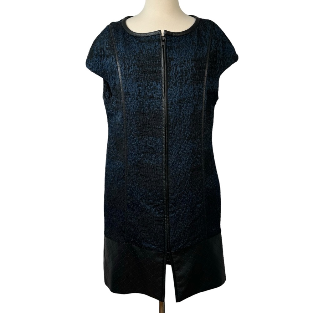 SNIDER Blue Black Cap Sleeve Sheath Dress S